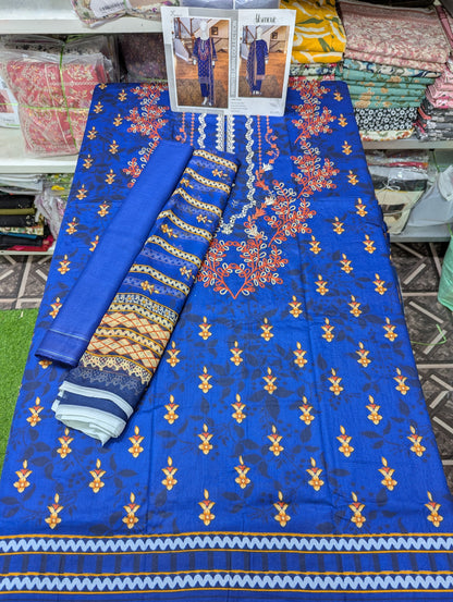 3PC EMBROIDED LAWN GLAMUR SET