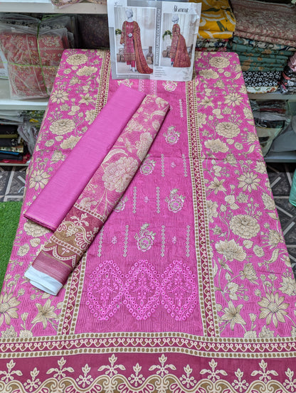 3PC EMBROIDED LAWN GLAMUR SET
