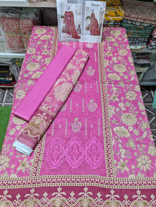 3PC EMBROIDED LAWN GLAMUR SET